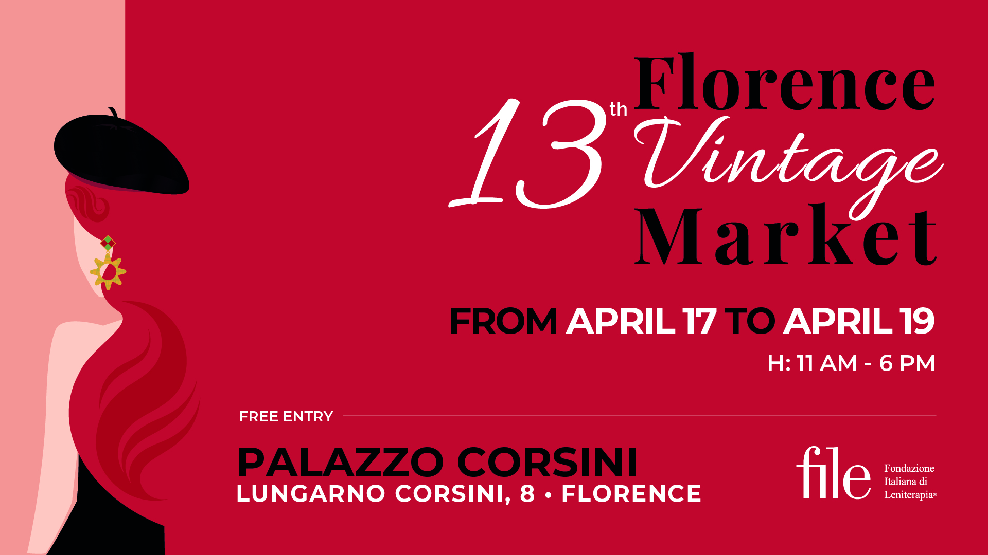 Il Florence Vintage Market è il mercato di abiti e accessori vintage organizzato a Firenze in Palazzo Corsini sul Lungarno due volte l’anno, in primavera e in autunno, per raccogliere fondi in nostro favore. La prossima edizione dell’iniziativa, la 13a, avrà luogo da venerdì 17 a domenica 19 aprile 2026.